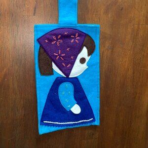 Handmade Slim Bag - Blue With Image